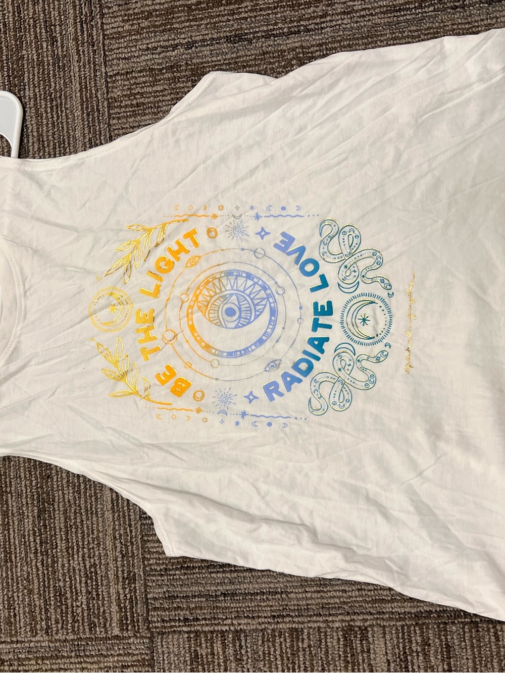 Spiritual Gangster White Muscle Tank with Yellow & Blue Graphic - Picture 6 of 7